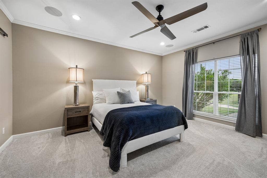 1700 Rock Ridge Road, Lucas, TX 75002 The primary bedroom is separate from all other bedrooms and overlooks the pool and acreage.