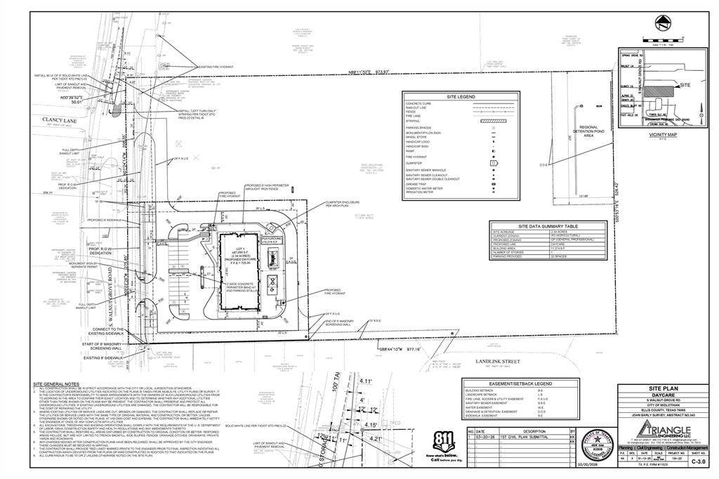Proposed Montessori site plan adjacent to the 9.54 acres.