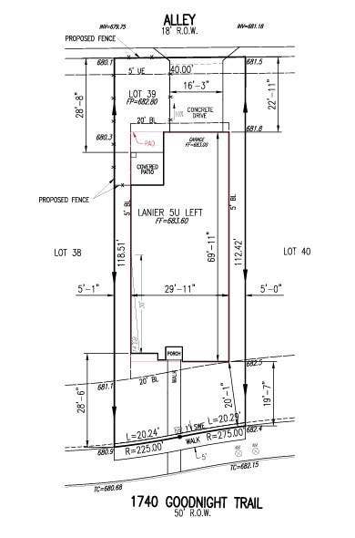 1740 Goodnight Trail, Celina, TX 75009 1740 Goodnight Trail Preliminary Plot Plan