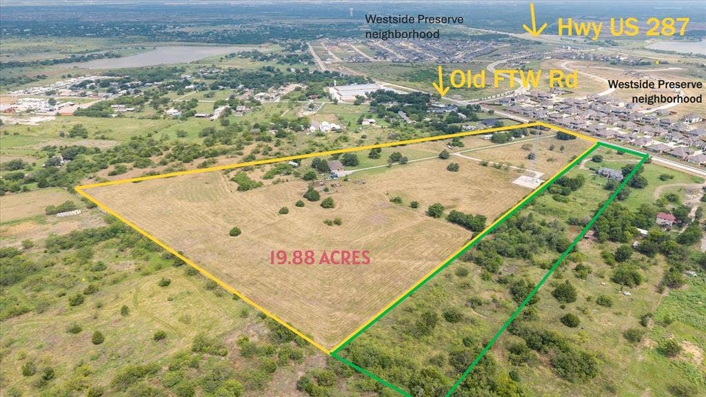 Notice how close to close to US 287 this is! -- Far enough off the highway to not be noisy, but close enough to have quick access. Also notice the sprawling upscale Westside Preserve neighborhood, a master planned community in the works.