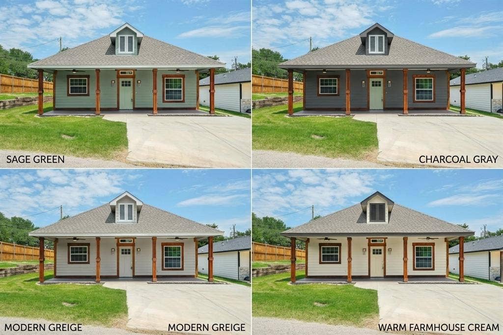 Exterior Finish Specification. Displaying variations of color palettes applied to the property exterior
