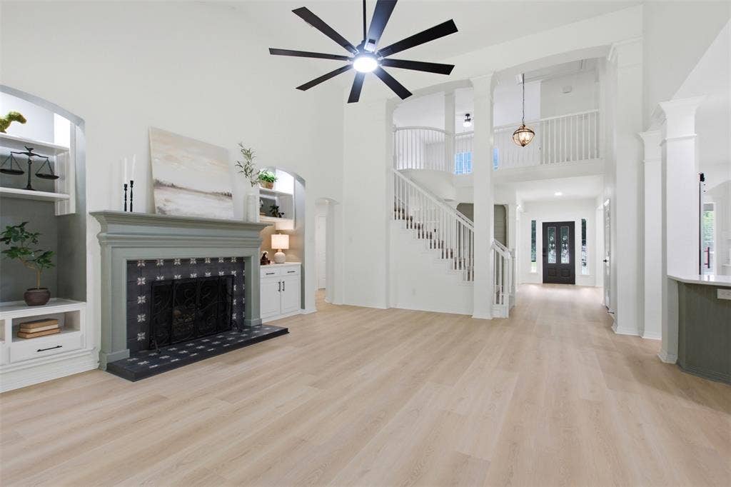 604 Creek View Drive, Prosper, TX 75078 gas fireplace with built-ins