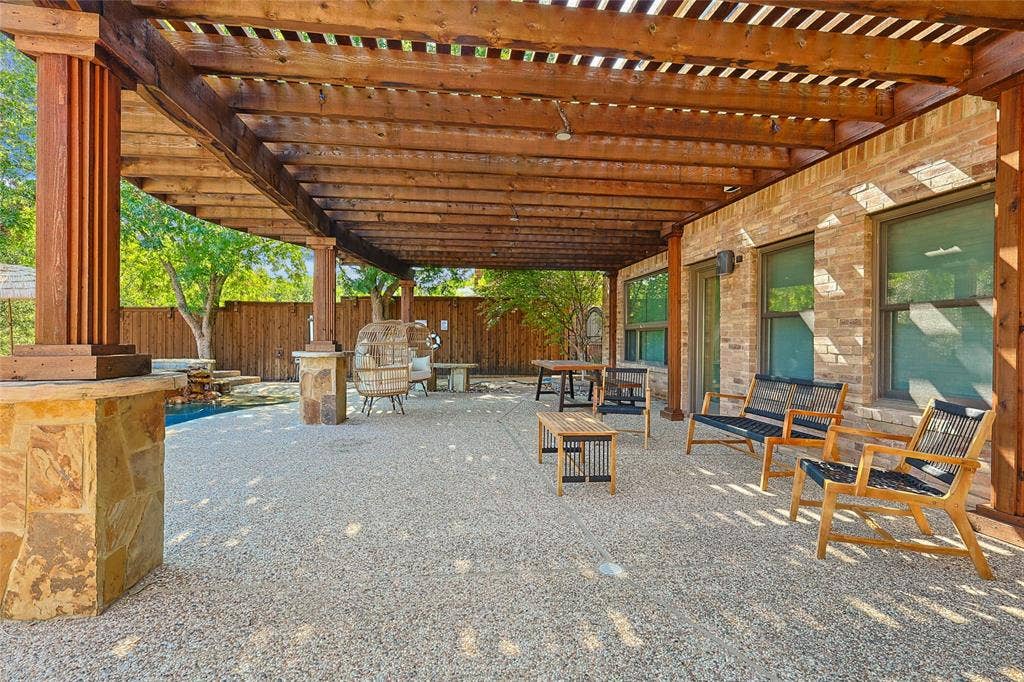 1088 Pondview Drive, Cedar Hill, TX 75104 View of patio with a pergola and fence