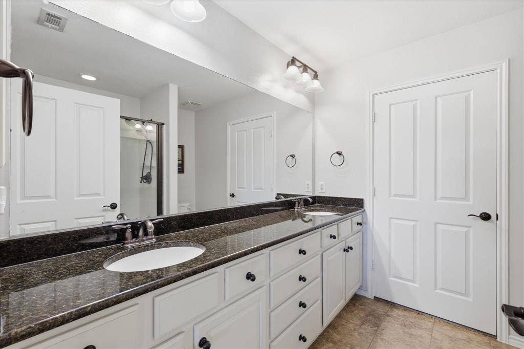 7594 Trull Brook Lane, Frisco, TX 75036 Dual oval undermount sinks set within a speckled dark countertop