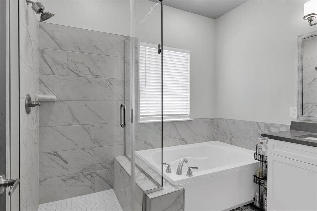 3349 Norris Street, Plano, TX 75074 Large shower with separate garden tub