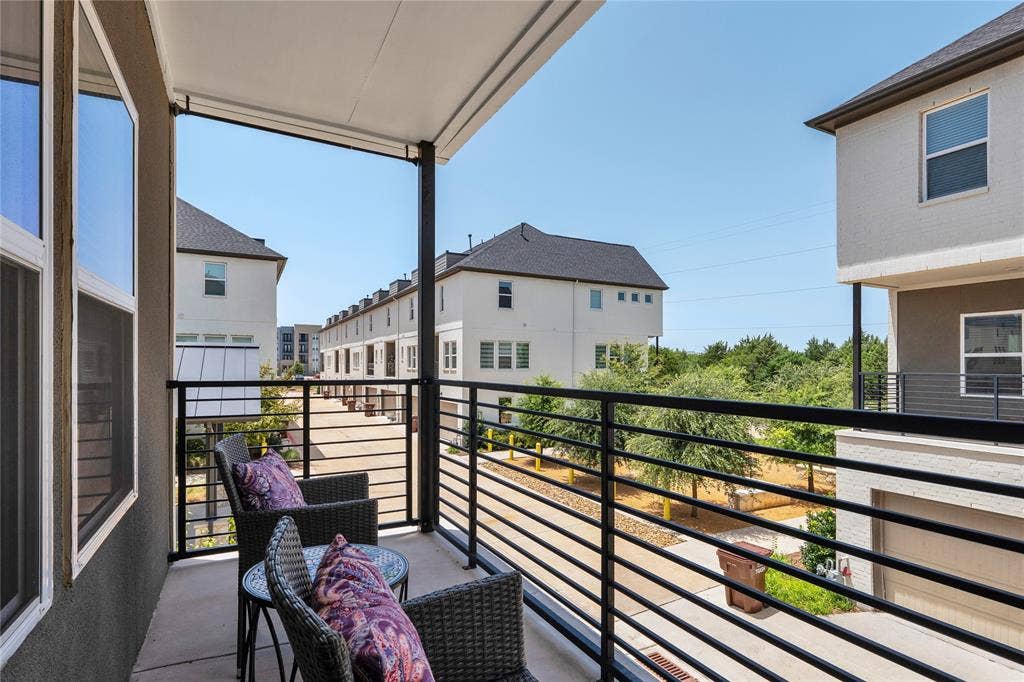 3349 Norris Street, Plano, TX 75074 Large Balcony with views of the greenbelt and alley