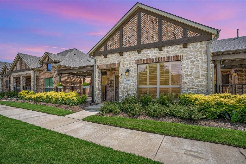 3861 Dalea Drive, Prosper, TX 75078 North Facing Stone and brick facade with wood accents