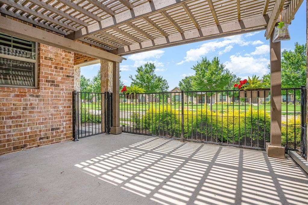 3861 Dalea Drive, Prosper, TX 75078 Front Covered patio featuring a wood pergola and concrete flooring