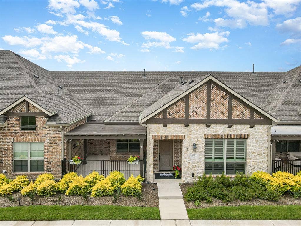 3861 Dalea Drive, Prosper, TX 75078 Stone and brick facade with a herringbone pattern gable accent