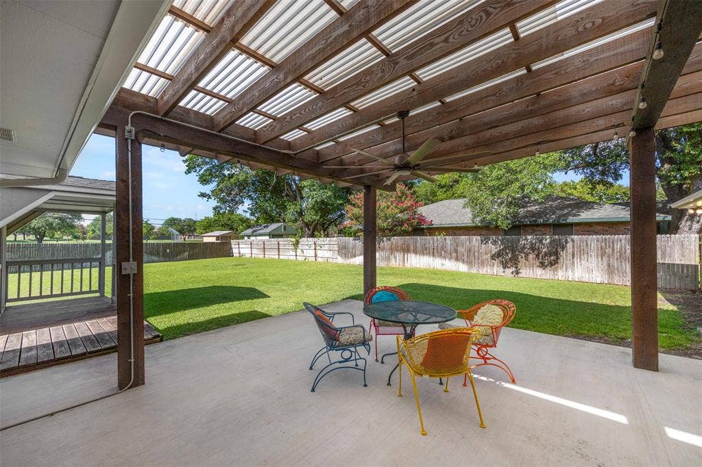 1801 Alexander Drive, Waxahachie, TX 75165 Covered patio with ceiling fan and plumbed for gas grill