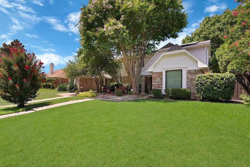 4021 San Mateo Drive, Plano, TX 75093 Expansive front lawn with a concrete walkway