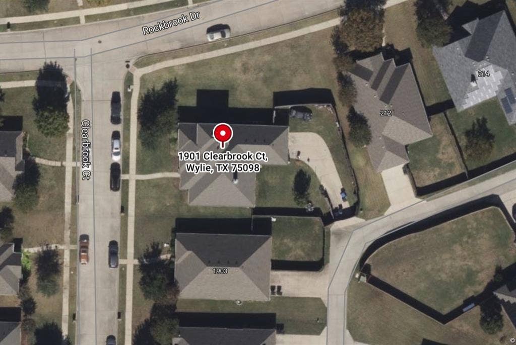 Aerial Property Map. Displaying the property's address and surrounding structures. Very large corner piece