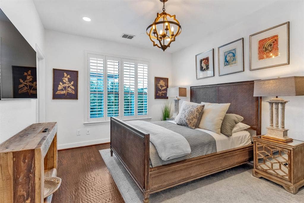 Bright interior with wood-finish flooring and recessed lighting