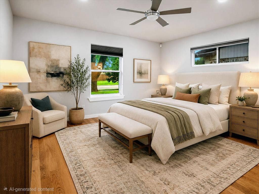 Virtually Staged 1st Level Primary Bedroom