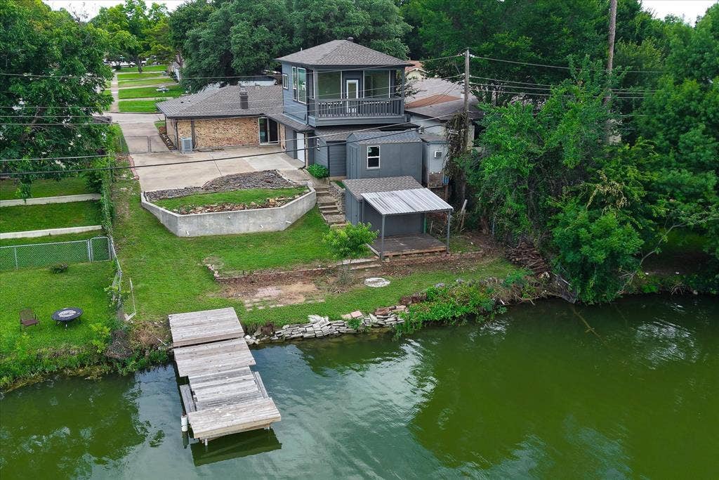 View of back of home and dock, lake.