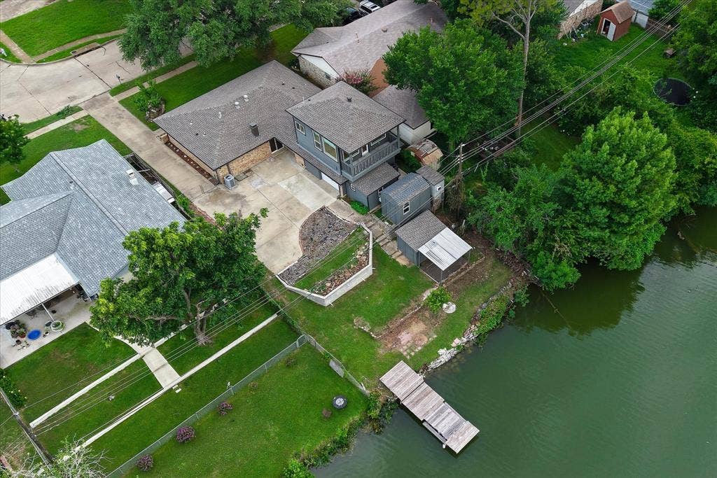 View of back of home and dock, lake.