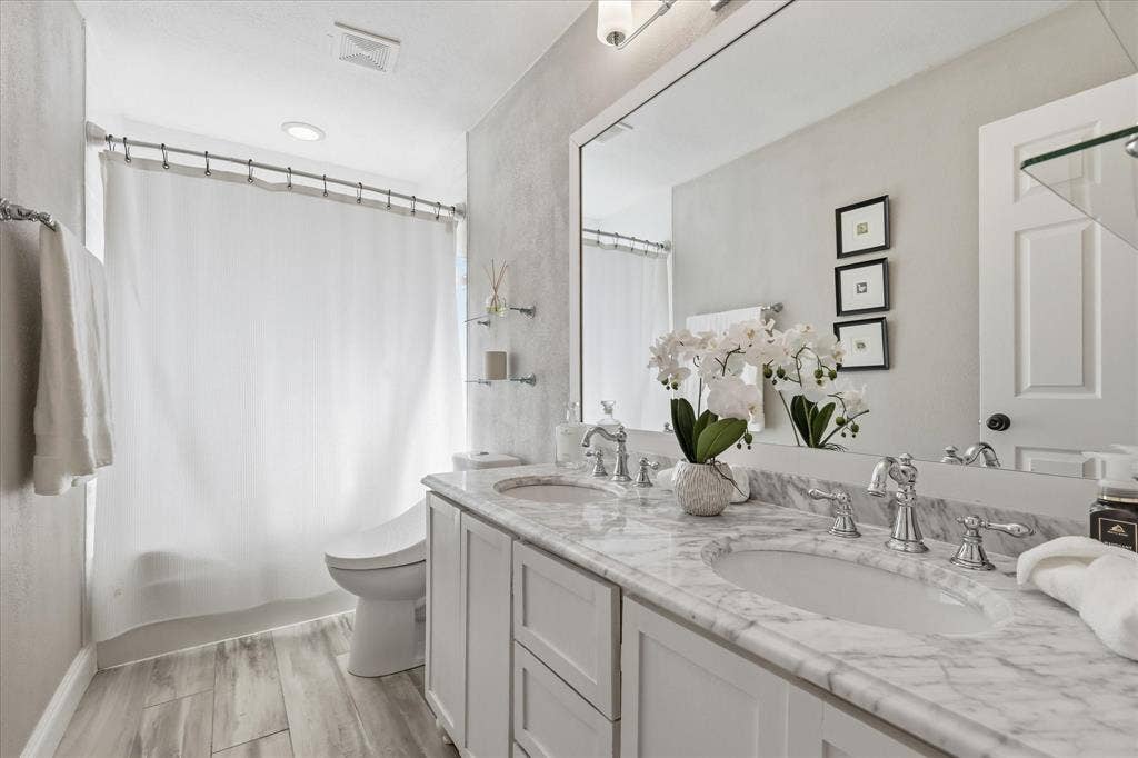 513 Fox Creek Court, Denton, TX 76209 No need to update the primary bathroom. It's already been done.