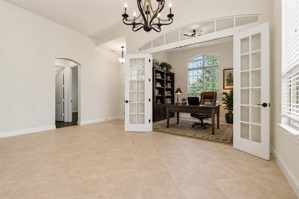 Staged Study with French Doors
