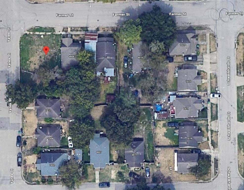 4602 Farmer Street, Houston, TX 77020 Aerial Property Map. Illustrating the property at 4602 Farmer St in relation to its surrounding parcels and street grid