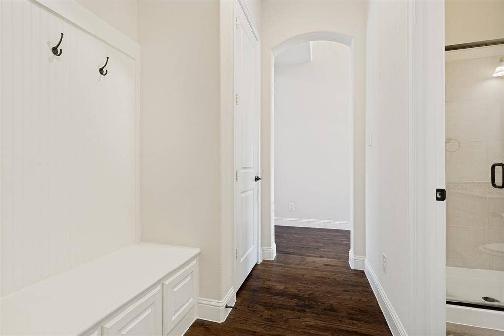 6409 Biltmore Lane, McKinney, TX 75071 Mud Hallway with Built in Coat Hooks & Bench