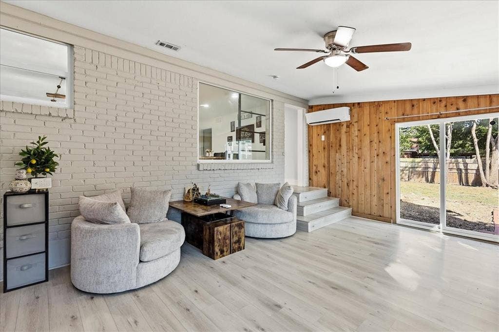 3533 Granada Drive, Richland Hills, TX 76118 Great view of the stairs leading down, and the sliding glass doors to the large backyard.