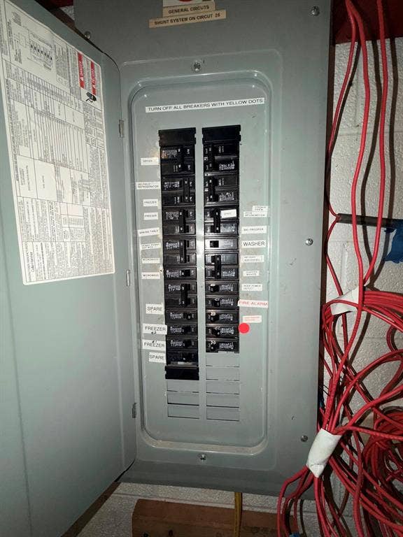 122 W Mccart Street, Krum, TX 76249 Electrical service panel with circuit breakers