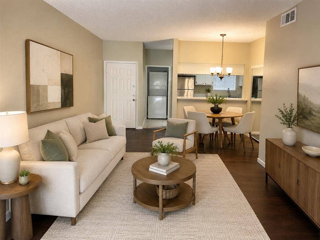 5550 Spring Valley Road, #F15, Dallas, TX 75254 staged living view 2