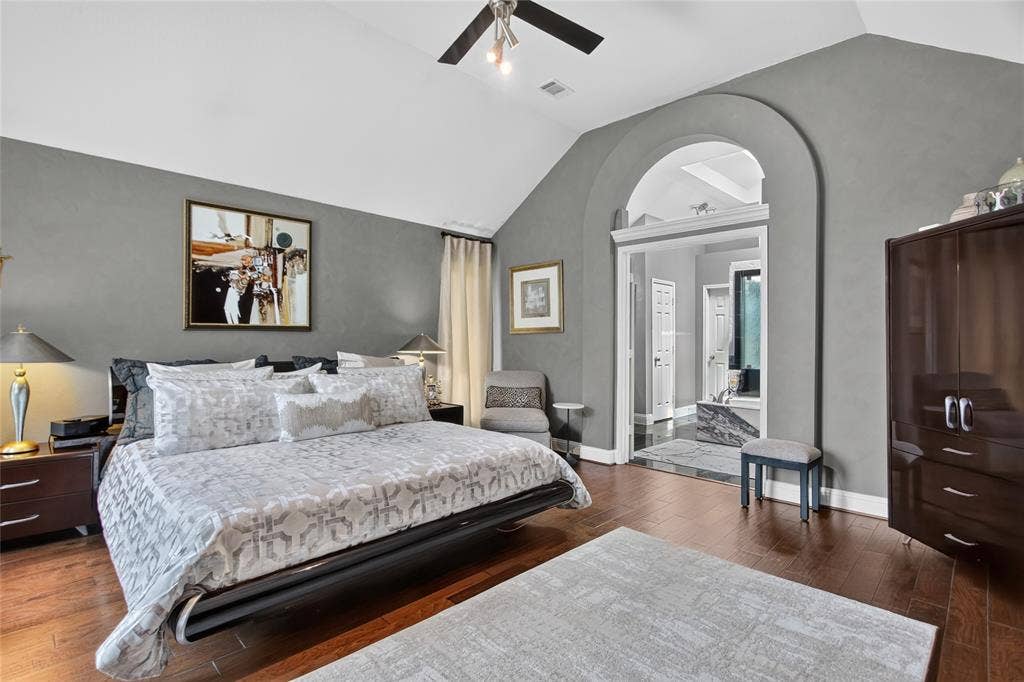 4243 Millview Lane, Dallas, TX 75287 Primary retreat on the first floor is an impressive 17 x 17 and has views of your backyard oasis from the sitting alcove.2018 All new wood floors installed