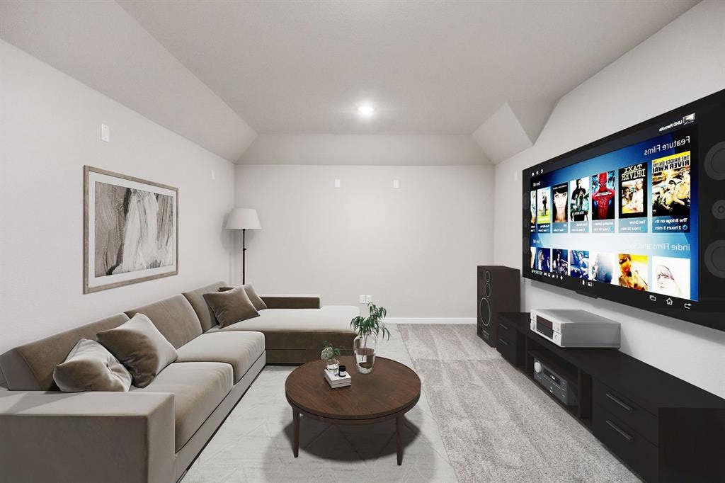 1856 Balfour Bend, Forney, TX 75126 Media Room in the Wimbledon home plan by Trophy Signature Homes – REPRESENTATIVE PHOTO