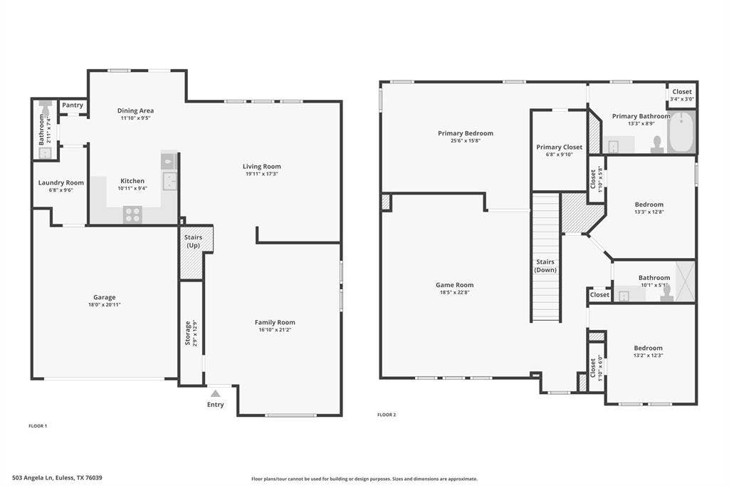 503 Angela Lane, Euless, TX 76039 Floor plan - Combined