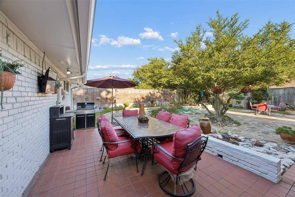 2104 Westlake Drive, Plano, TX 75075 Covered patio featuring terracotta tile flooring