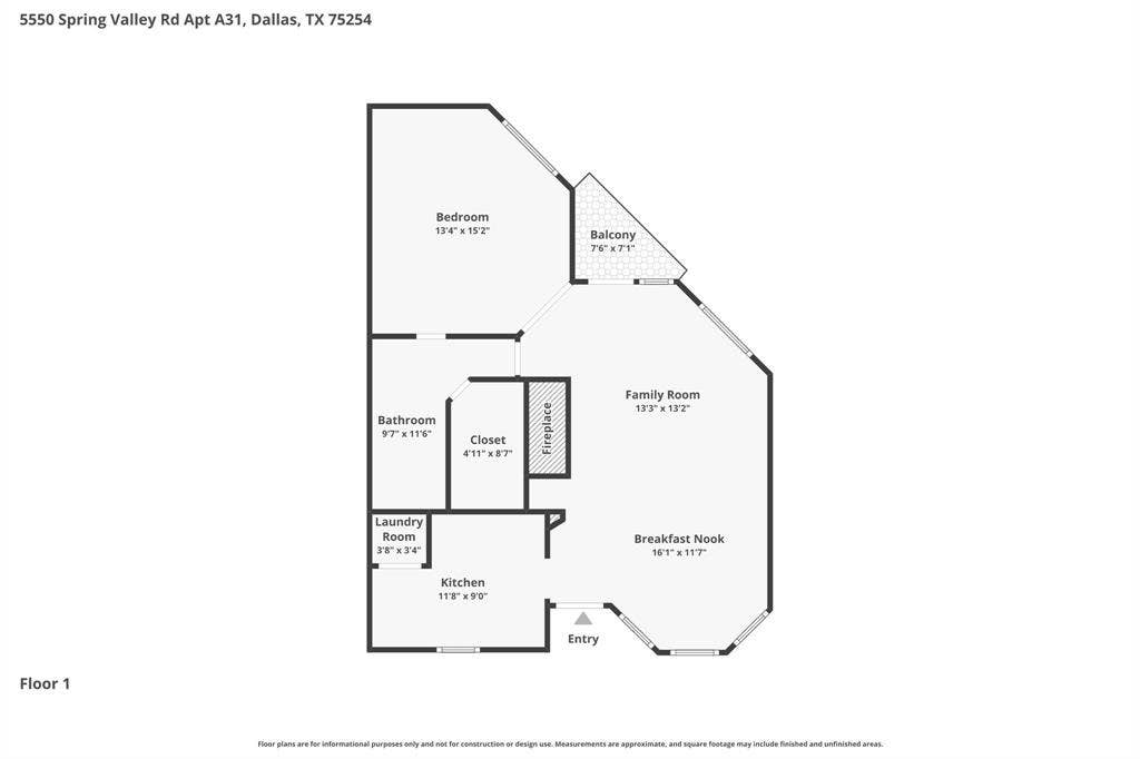 5550 Spring Valley Road, #A31, Dallas, TX 75254 Floor plan