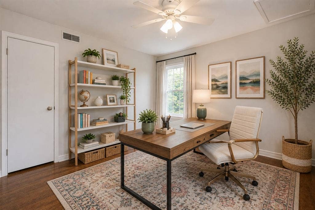 We can see an office space in one of the vacant bedrooms.  Can you?