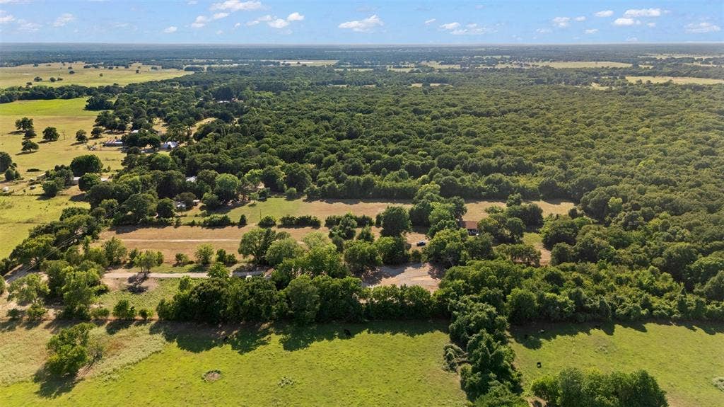 28300 County Road 2100, Kemp, TX 75143 Expansive acreage featuring a mix of open fields and dense tree coverage, offering privacy and natural surroundings