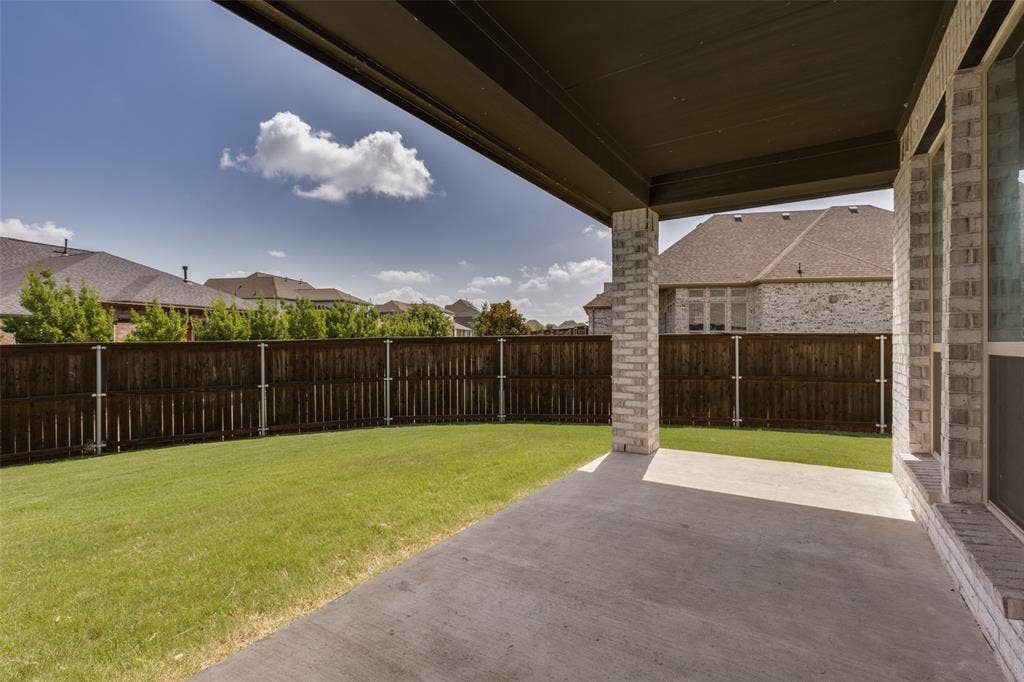 12464 Lost Valley Drive, Frisco, TX 75035 Covered patio featuring a concrete surface and brick columns