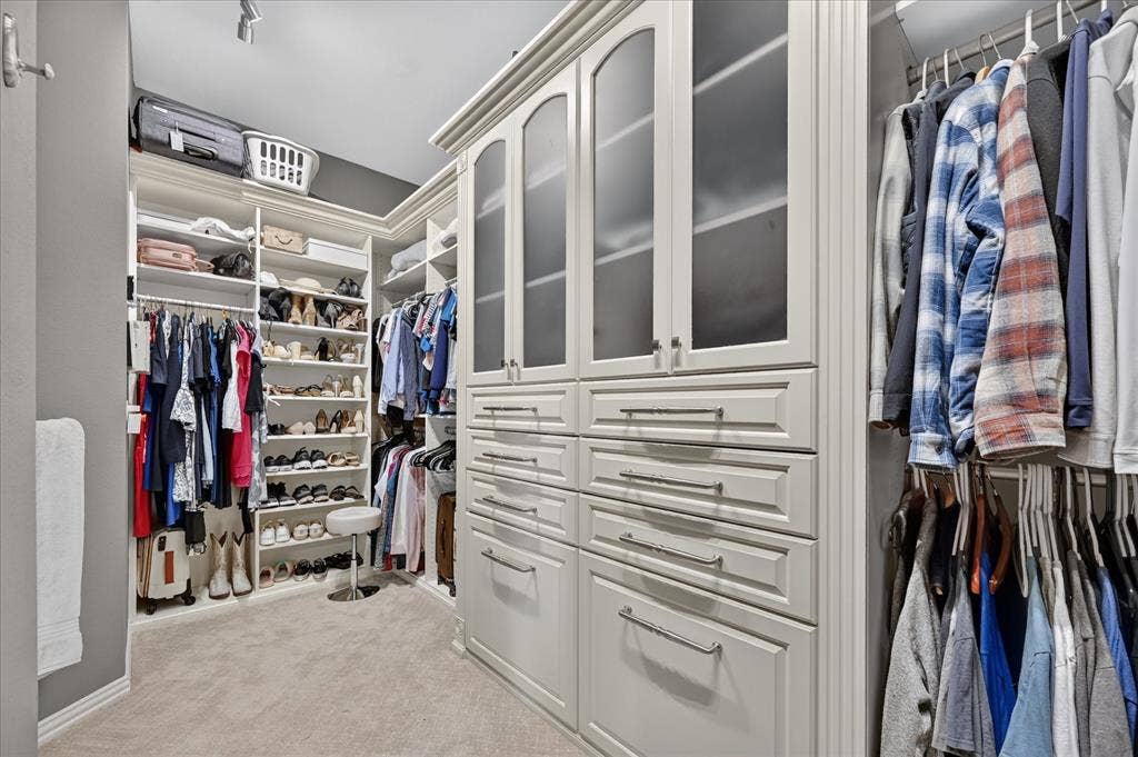 8405 Gallery Way, McKinney, TX 75072 Built-in custom cabinetry with frosted glass inserts and brushed nickel hardware