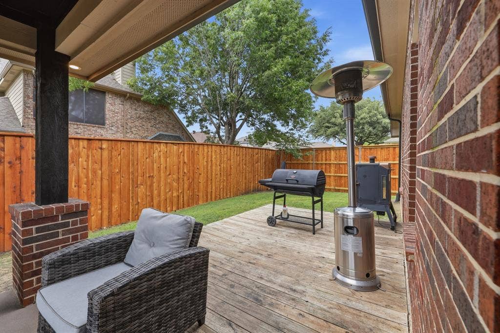 8040 Branch Hollow Trail, Fort Worth, TX 76123 Covered patio leads to deck.