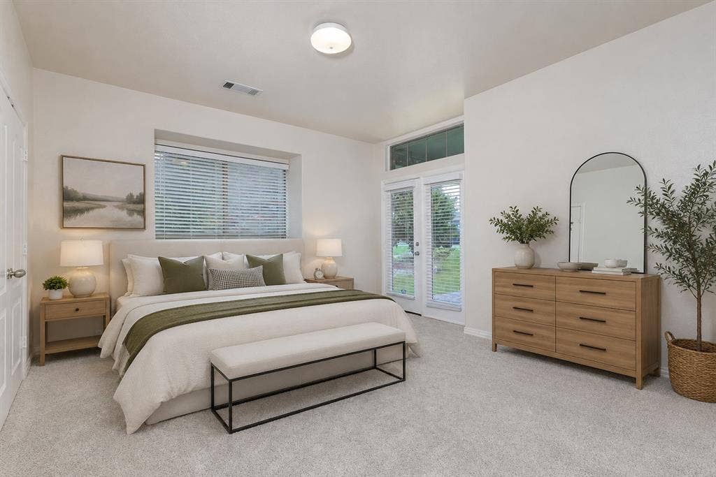 11020 Coralberry Drive, Frisco, TX 75033 secondary bedroom with side patio access - virtually staged