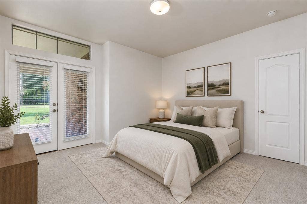 11020 Coralberry Drive, Frisco, TX 75033 secondary bedroom with side patio access - virtually staged