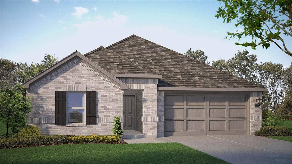 600 SMART STRIKE Trail, Granbury, TX 76049 Front Elevation - D.R. Horton's Lakewayfloorplan Elevation F - All Home and community information, including pricing, included features, terms, availability and amenities, are subject to change at any time without notice or obligation. All Drawings, pictures, photographs, video, square footages, floor plans, elevations, features, colors and sizes are approximate for illustration purposes only and will vary from the homes as built.