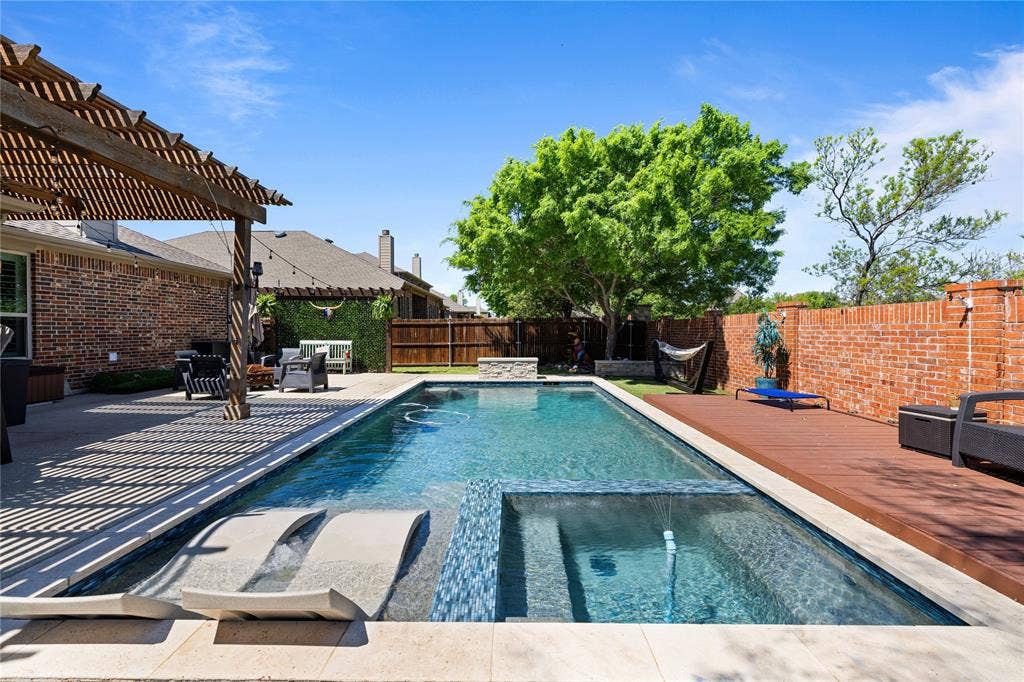 12012 Tobosa Circle, McKinney, TX 75071 View of swimming pool with a patio area and a pergola