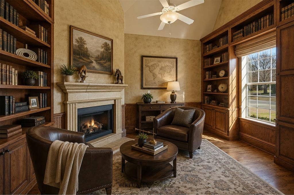 Flexible Space can be an office, library, or living space
