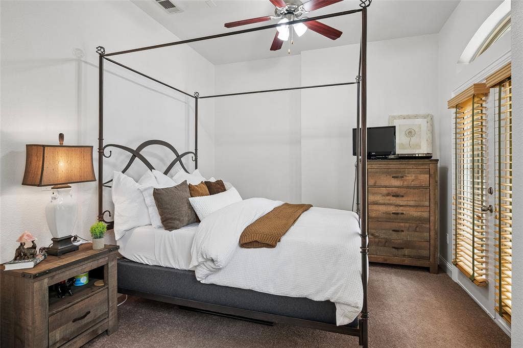 The charming guest room is on the main level.