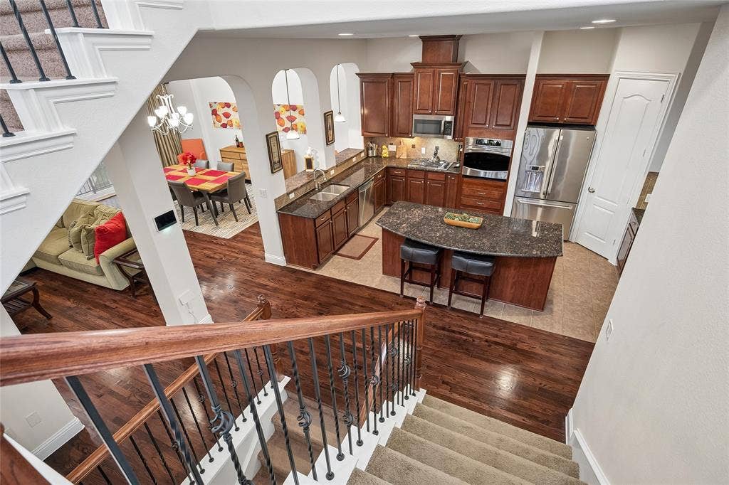 When you enter the home, this grand view of the open floorplan greets you.