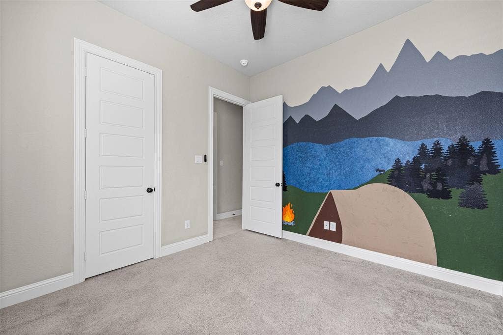 3200 Tail Water Drive, Mansfield, TX 76063 Bedroom #2 has a super cute mountain scene!