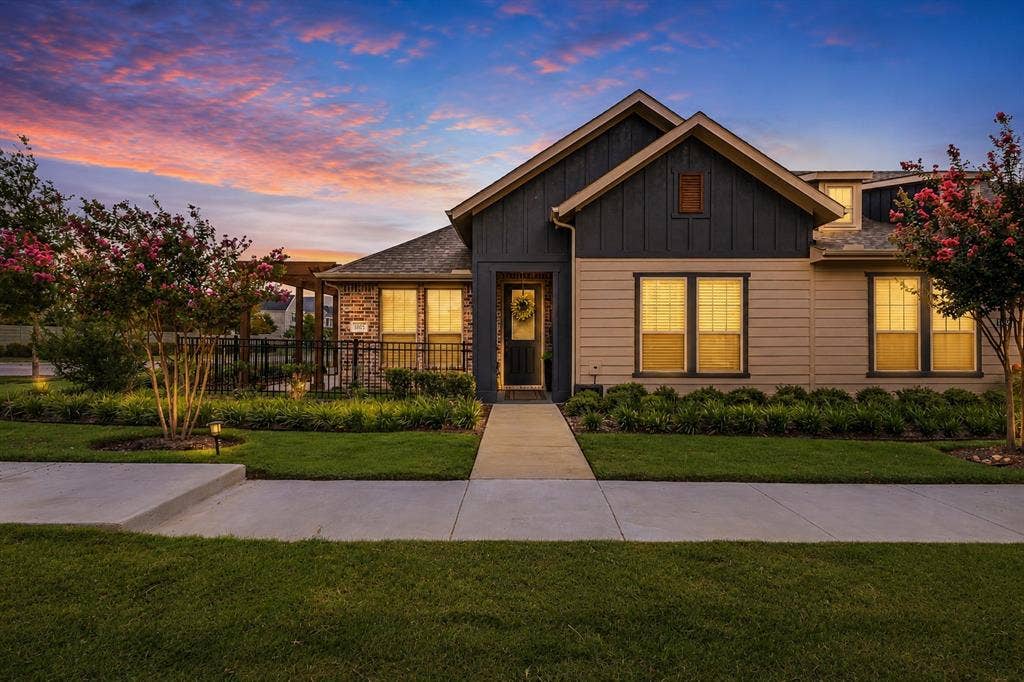 Front of the home during sunset 1005 4th St, Argyle, TX in Harvest in Denton County, Texas