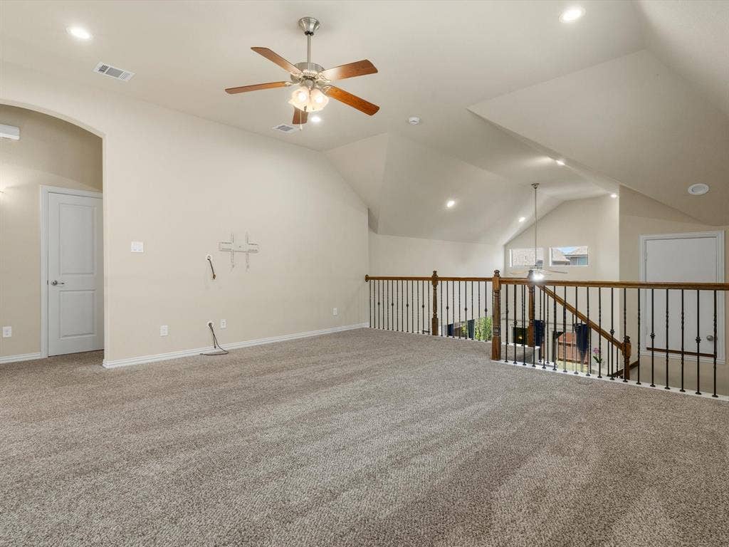 2703 Navarro Trail, Euless, TX 76039 Spacious Game Room/ Media Room or Second Living Room carpeted room with recessed lighting and a ceiling fan