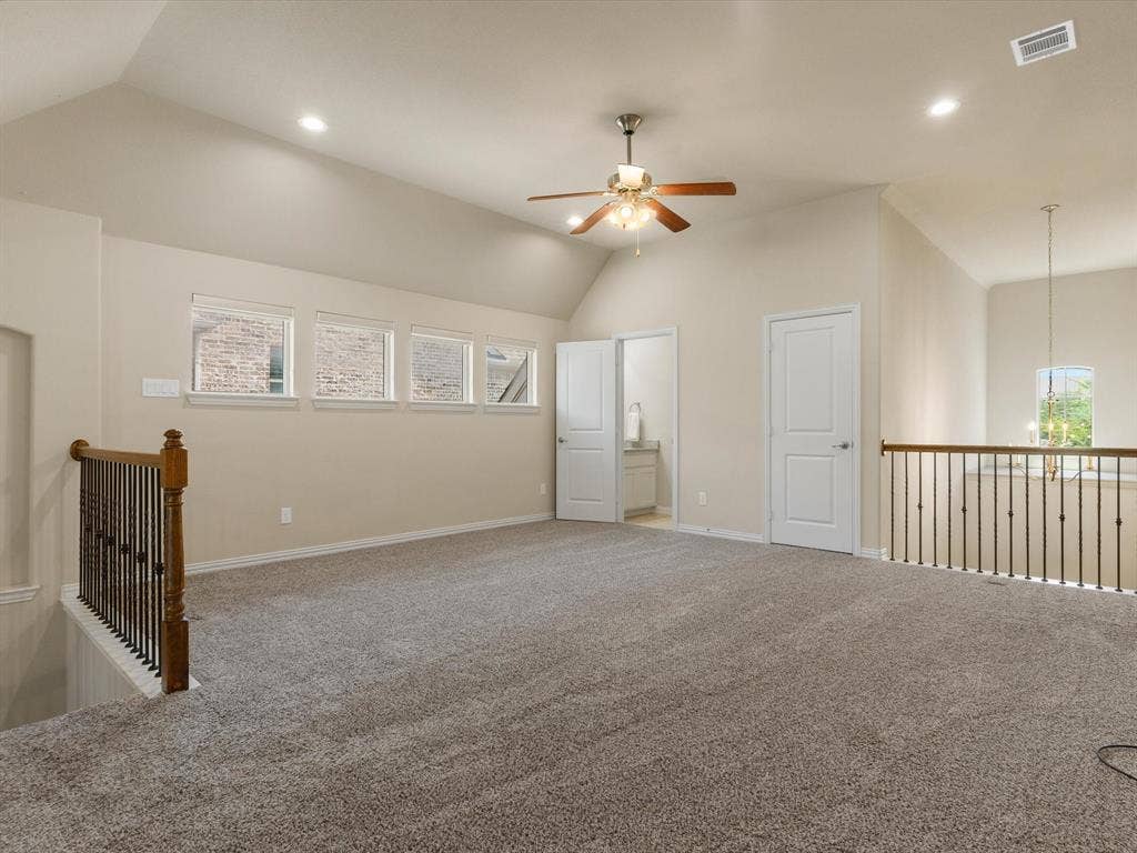 2703 Navarro Trail, Euless, TX 76039 Spacious Game Room/ Media Room or Second Living Room carpeted room with recessed lighting and a ceiling fan