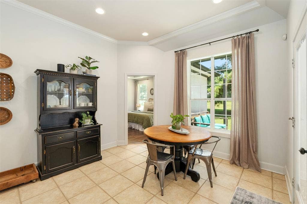 Breakfast area off kitchen with backyard view