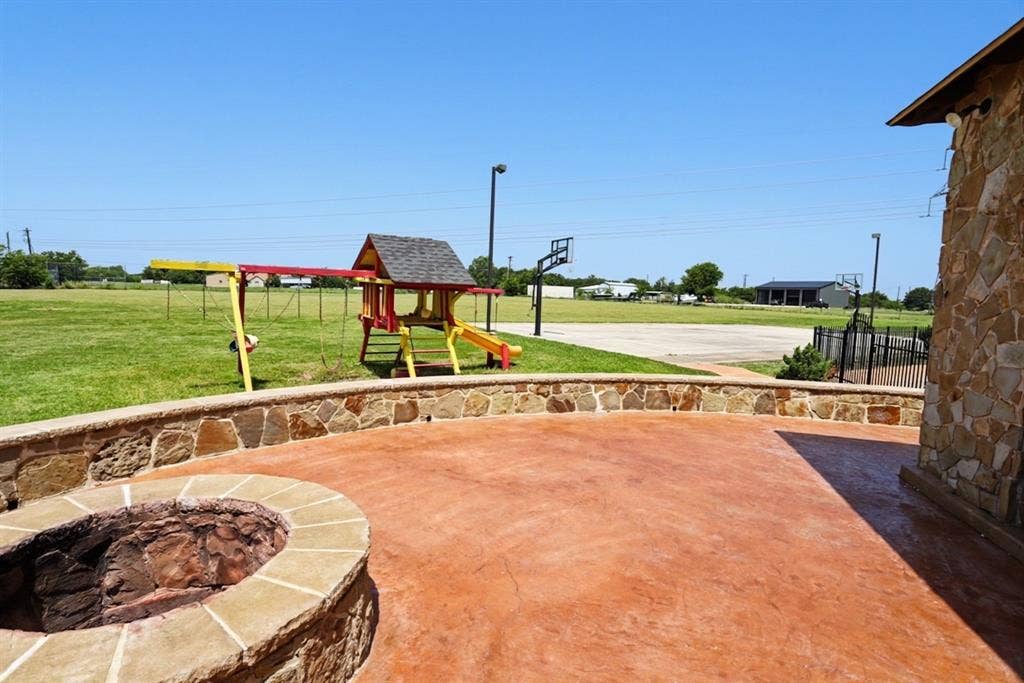 Fire pit and backyard